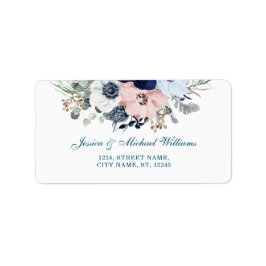 水彩フローラエレガントブーケブルーアネモン ラベル