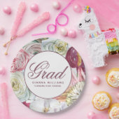 水彩フローラエレガントモダン卒業 ペーパープレート (パーティー)