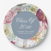 水彩フローラエレガントモダン卒業 ペーパープレート (正面)