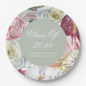 水彩フローラエレガントモダン卒業 ペーパープレート (正面)