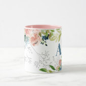 水彩フローラエレガント級海軍モノグラムの マグカップ (中央)