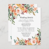 水彩フローラエレガント赤面ブルガン結婚ディ エンクロージャーカード (正面/裏面)