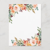 水彩フローラエレガント赤面ブルガン結婚ディ エンクロージャーカード (裏面)