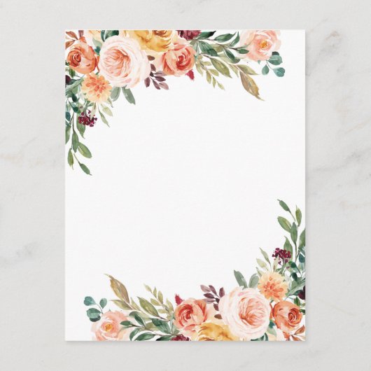 水彩フローラエレガント赤面ブルガン結婚ディ エンクロージャーカード (裏面)