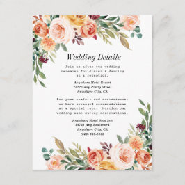 水彩フローラエレガント赤面ブルガン結婚ディ エンクロージャーカード