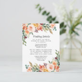 水彩フローラエレガント赤面ブルガン結婚ディ エンクロージャーカード (スタンド正面)