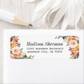 水彩フローラエレガント赤面ブルガン結婚ディ ラベル (インサイチュ)