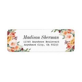 水彩フローラエレガント赤面ブルガン結婚ディ ラベル