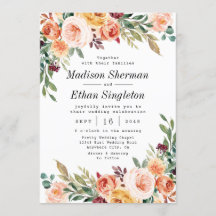 水彩フローラエレガント赤面ブルガン結婚ディ