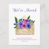 水彩フローラエンベロープl引っ越しましたニューホーム ポストカード (正面)