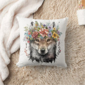 水彩フローラオオカミ クッション (ブランケット)