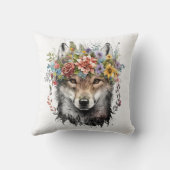 水彩フローラオオカミ クッション (裏面)