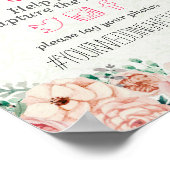 水彩フローラオスナッ結婚プハッシュタグの標識 ポスター (角)