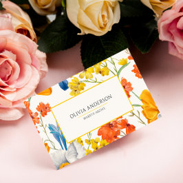 水彩フローラオレンジイエローボヘミモダンアン 名刺