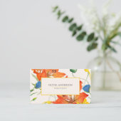 水彩フローラオレンジイエローボホモダンシック 名刺 (スタンド正面)