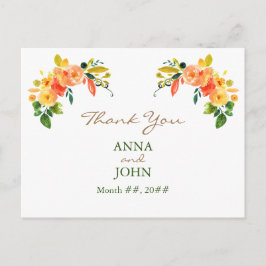水彩フローラオレンジサンキュー ポストカード