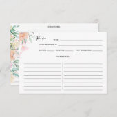 水彩フローラオレンジピンクグリーンレシピカード (正面/裏面)