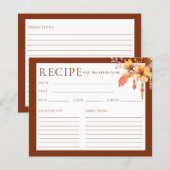 水彩フローラオレンジブライダルシャワーレシピカード (正面/裏面)