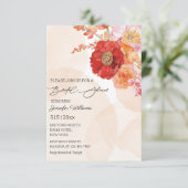 水彩フローラオレンジブライダルシャワー 招待状 (スタンド正面)