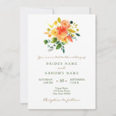 水彩フローラオレンジ結婚式招待状 招待状 (正面)