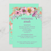 水彩フローラオンネオミントウェディングレセプション 招待状 (正面/裏面)