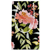 水彩フローラオン黒 スモールペーパーバッグ (正面)