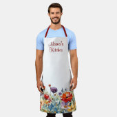 水彩フローラオールオーバープリント パーソナライズされた エプロン (着用した状態)