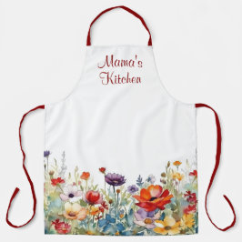 水彩フローラオールオーバープリント パーソナライズされた エプロン