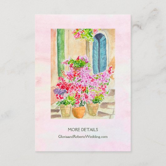 水彩フローラオールドタウンキオスクメキシコ結婚ズ エンクロージャーカード (裏面)