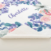 水彩フローラカスタマイズ可能なベビーガール名 シェルパブランケット (3/4)