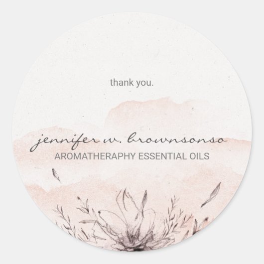 水彩フローラカスタムエッセンシャル油シンプル ラウンドシール (正面)