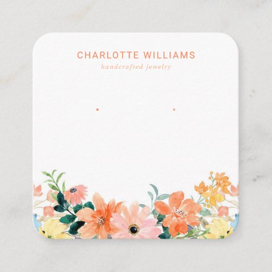 水彩フローラカスタムジュエリーホルダーカード スクエア名刺 (正面)