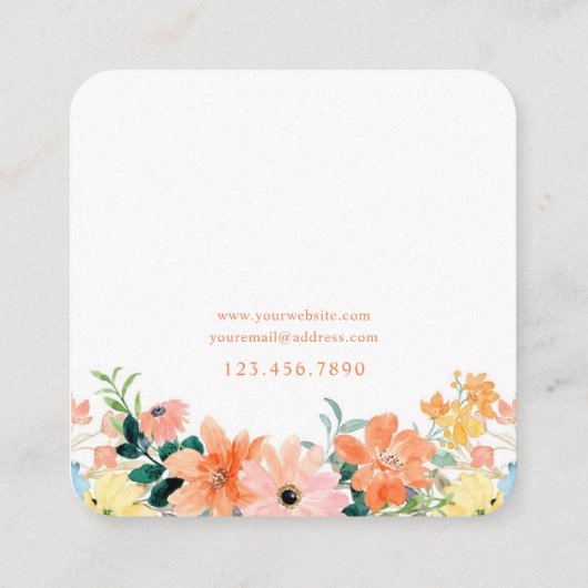 水彩フローラカスタムジュエリーホルダーカード スクエア名刺 (裏面)