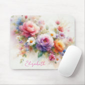 水彩フローラカスタムスクリプト名テンプレート マウスパッド (マウス)