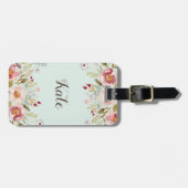 水彩フローラカスタムモノグラム荷物タグ ラゲッジタグ (正面横)