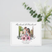 水彩フローラカスタム写真保存日時 ポストカード (スタンド正面)