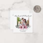 水彩フローラカスタム写真保存日 ノートカード (正面/裏面インサイチュ)