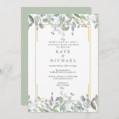 水彩フローラカップル赤ちゃんシャワー/散水 招待状 (正面/裏面)