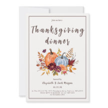 水彩フローラカボチャ感謝祭ディナー