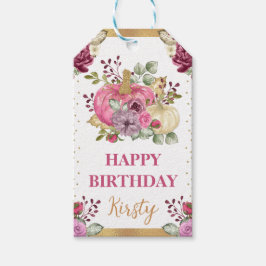 水彩フローラカボチャ秋誕生日 ギフトタグ