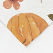 水彩フローラカボチャ葉と フリースブランケット (角)