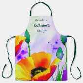 水彩フローラカリフォルニアポピーカスタムズ エプロン (正面)