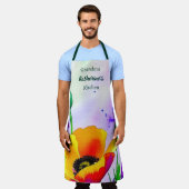 水彩フローラカリフォルニアポピーカスタムズ エプロン (着用した状態)