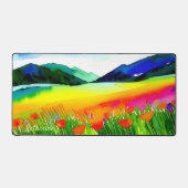 水彩フローラカリフォルニアポピーズメドウ自然 デスクマット (正面)