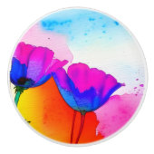 水彩フローラカリフォルニアポピードロワーキャビネット セラミックノブ (正面)