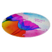 水彩フローラカリフォルニアポピーピンクブルー カッティングボード (角)