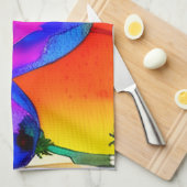 水彩フローラカリフォルニアポピーピンクブルー キッチンタオル (四つ折り)