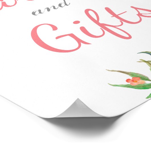 水彩フローラカードと結婚ギフトの看板 ポスター (角)