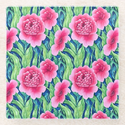 水彩フローラガラスコースター ガラスコースター (正面)