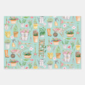 水彩フローラガーデニングツールガーデンパターン ラッピングペーパーシート (正面)